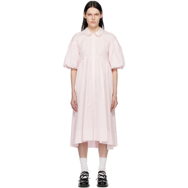  시몬 로샤 Simone Rocha Pink Puff Sleeve Midi Dress 231405F054017