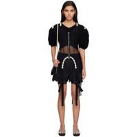 시몬 로샤 Simone Rocha Black Zip-Up Bodysuit 231405F111004