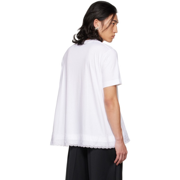  시몬 로샤 Simone Rocha SSENSE Exclusive White Lace Trim T-Shirt 222405M213003
