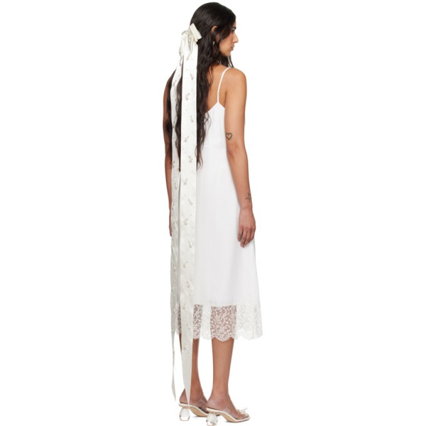  시몬 로샤 Simone Rocha SSENSE Exclusive White Front Bow Slip Dress 242405F054000