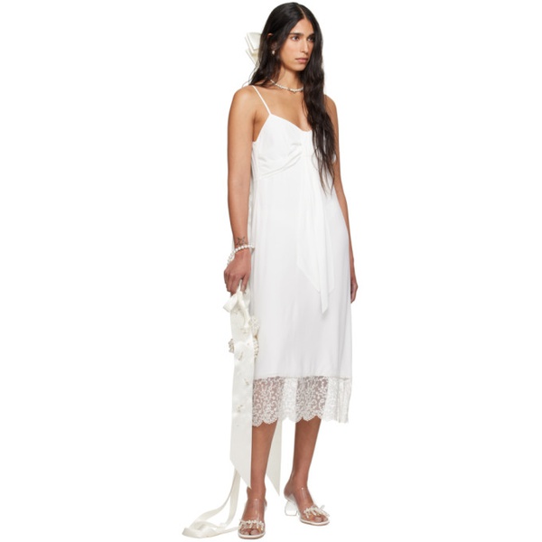  시몬 로샤 Simone Rocha SSENSE Exclusive White Front Bow Slip Dress 242405F054000
