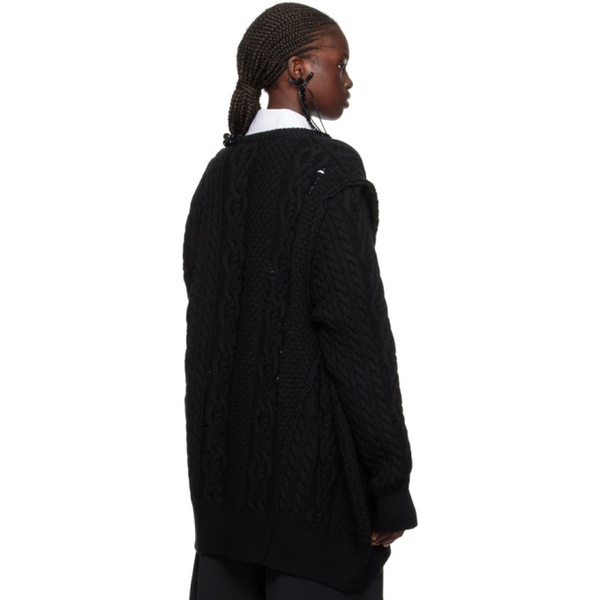  시몬 로샤 Simone Rocha Black Beaded Sweater 232405F100000