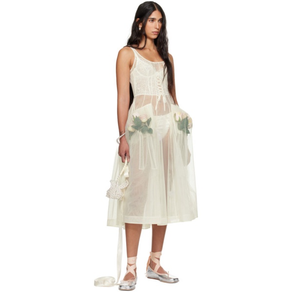  시몬 로샤 Simone Rocha SSENSE Exclusive White Beaded Large Flower Bag Charm 242405F044000