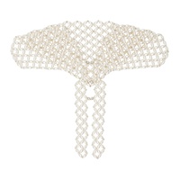 시몬 로샤 Simone Rocha Silver Acrylic Pearl Beaded Necklace 232405F023007