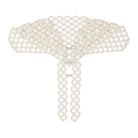 시몬 로샤 Simone Rocha Silver Acrylic Pearl Beaded Necklace 232405F023007