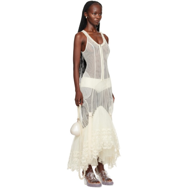  시몬 로샤 Simone Rocha SSENSE Exclusive 오프화이트 Off-White Fitted Zip-Up Maxi Dress 232405F055000