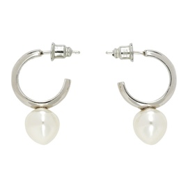 시몬 로샤 Simone Rocha Silver & White Open Hoop Earrings 232405F022026