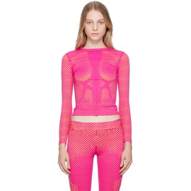 Sinead Gorey Pink Laser-Cut Long Sleeve T-Shirt 232483F110008