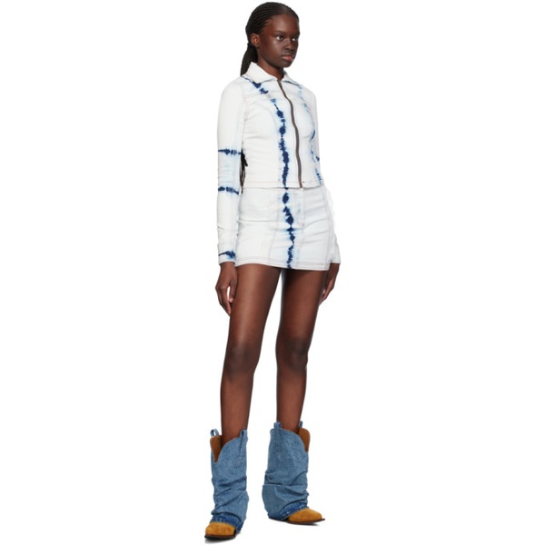  Sinead Gorey Blue Lace Denim Miniskirt 241483F090006