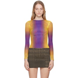 Sinead Gorey Purple & Yellow Laser-Cut Long Sleeve T-Shirt 232483F110009