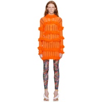 Sinead Gorey Orange Hole Punch Faux-Fur Minidress 222483F052009