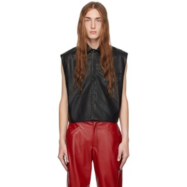 Situationist SSENSE Exclusive Black Faux-Leather Vest 231149M185003