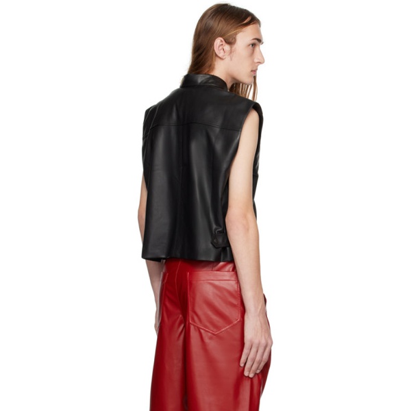  Situationist SSENSE Exclusive Black Faux-Leather Vest 231149M185003