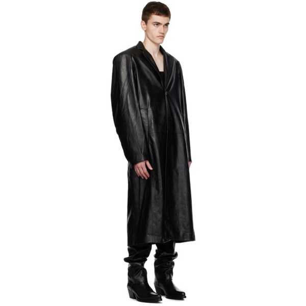  Situationist Black YASPIS 에디트 Edition Faux-Leather Coat 232149M176003