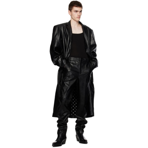  Situationist Black YASPIS 에디트 Edition Faux-Leather Coat 232149M176003