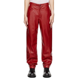 Situationist Red Four-Pocket Faux-Leather Pants 231149M189002
