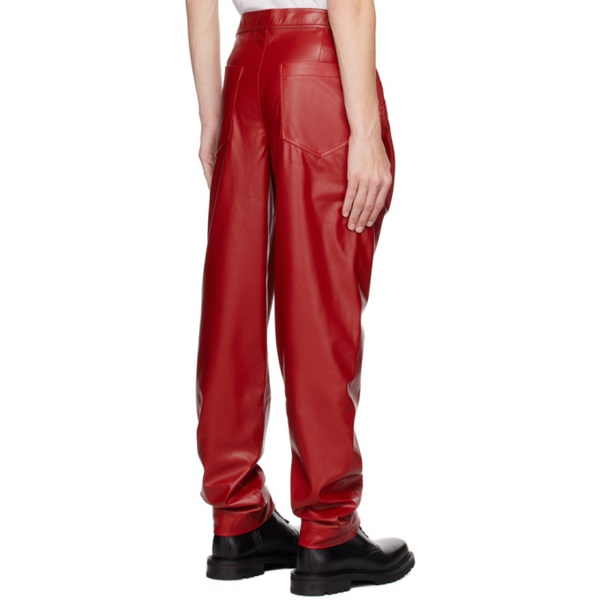  Situationist Red Four-Pocket Faux-Leather Pants 231149M189002