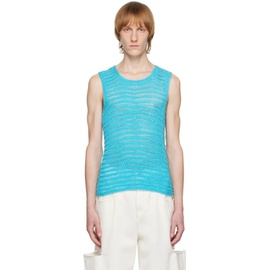 Situationist Blue Hand-Knit Tank Top 231149M201000
