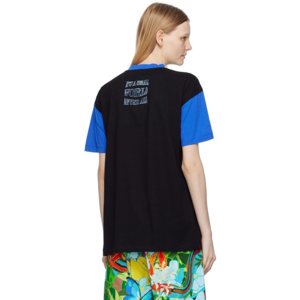  Sky High Farm Workwear Black & Blue Small World T-Shirt 232219F110002