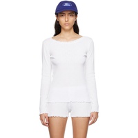 Sky High Farm Workwear White Star Long Sleeve T-Shirt 231219F110010