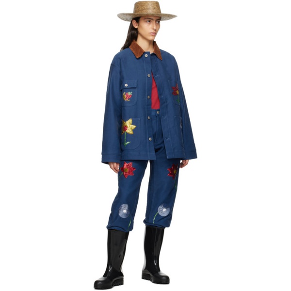  Sky High Farm Workwear Blue Embroidered Denim Jacket 231219F060000