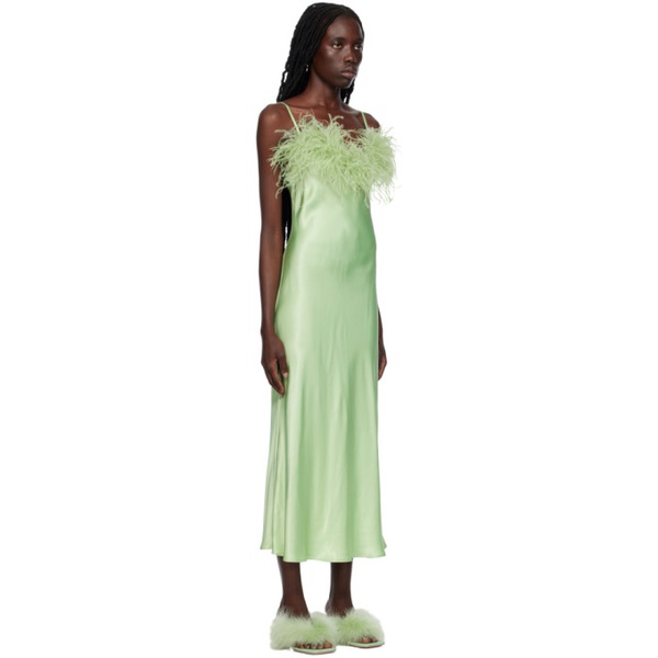 Sleeper Green Feather Slip Dress 232031F054000
