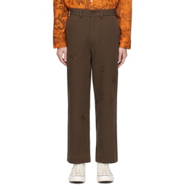 Small Talk Studio Brown Embroidered Trousers 241205M191003