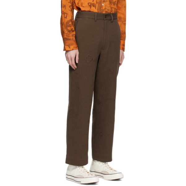  Small Talk Studio Brown Embroidered Trousers 241205M191003