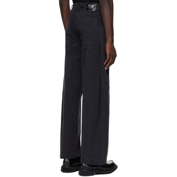  솔리드 옴므 Solid Homme Black Wide Folding Jeans 241221M186004