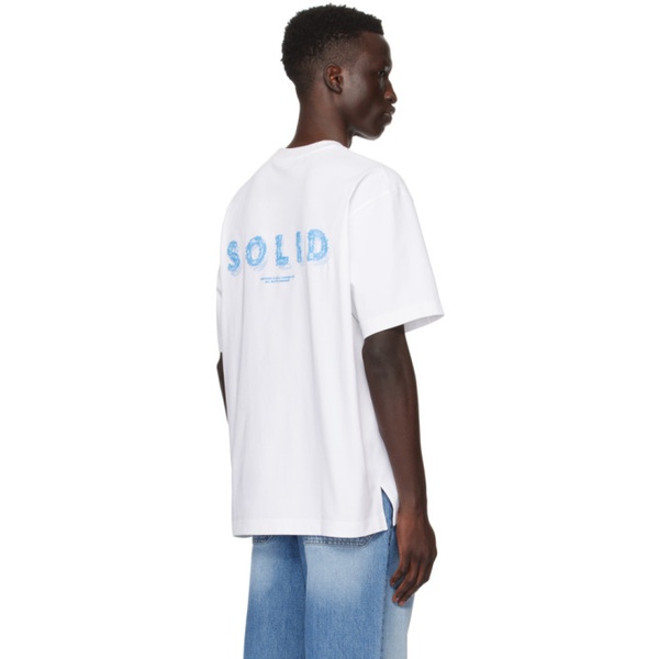  솔리드 옴므 Solid Homme White Embroidered T-Shirt 241221M213009