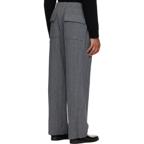  솔리드 옴므 Solid Homme Gray Pleated Trousers 232221M191006