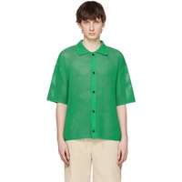 솔리드 옴므 Solid Homme Green Spread Collar Shirt 231221M200002