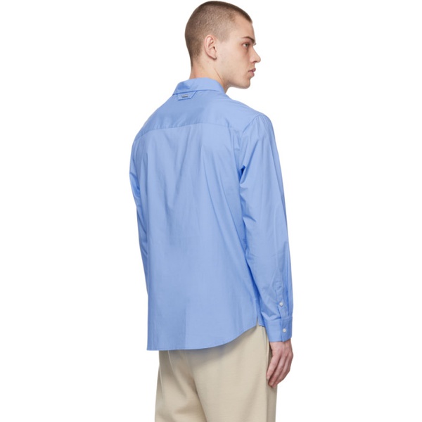 메종마르지엘라 솔리드 옴므 Solid Homme Blue Half-Button Shirt 222221M192017