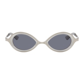 송 포 더 뮤트 Song for the Mute SSENSE Exclusive Silver the Goggle Sunglasses 242699M134000