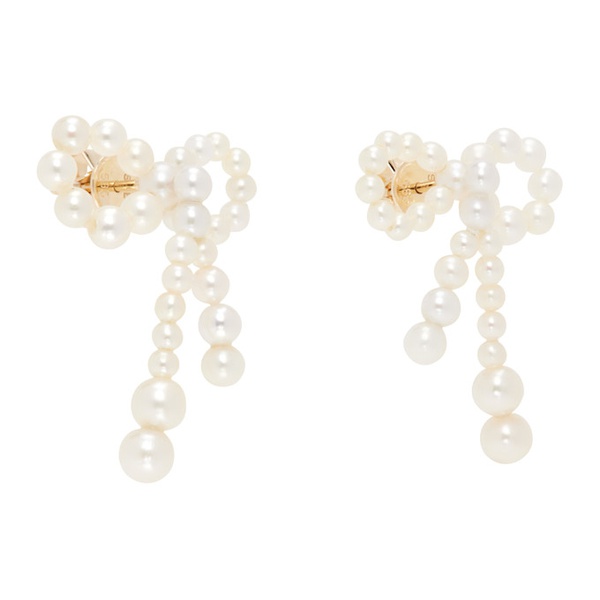  소피 빌리 브라헤 Sophie Bille Brahe White & Gold Rosette de Perles Earrings 242686F009011