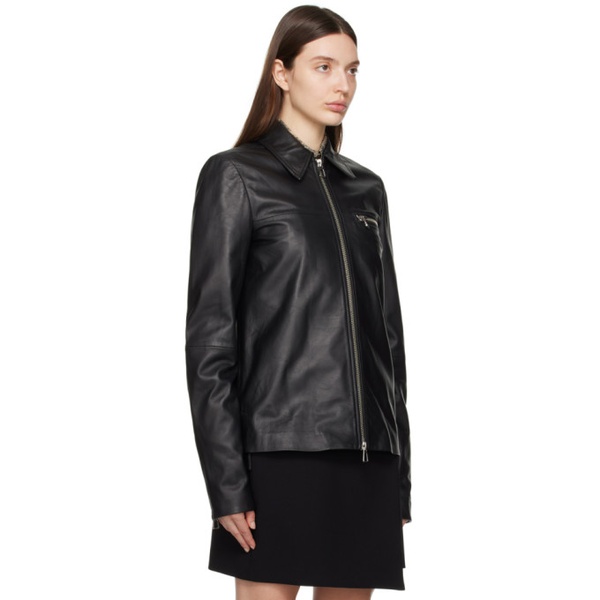  스포트막스 Sportmax Black Gel Leather Jacket 241301F064000