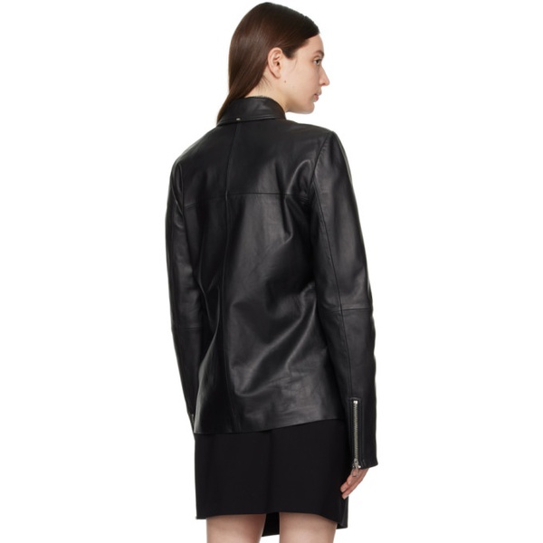  스포트막스 Sportmax Black Gel Leather Jacket 241301F064000