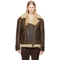 스포트막스 Sportmax Brown Empoli Leather Jacket 232301F064001