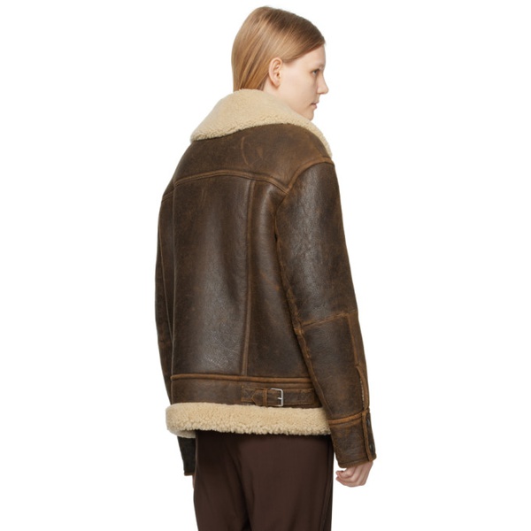 스포트막스 Sportmax Brown Empoli Leather Jacket 232301F064001