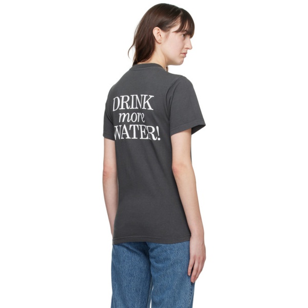  스포티 앤 리치 Sporty & Rich Black New Drink More Water T-Shirt 241446F110016