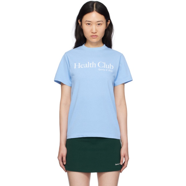  스포티 앤 리치 Sporty & Rich Blue Health Club T-Shirt 241446F110008