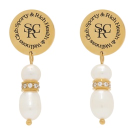 스포티 앤 리치 Sporty & Rich Gold Pearl Crystal Earrings 232446F022000