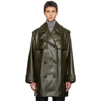 스탠드 스튜디오 Stand Studio Khaki Flora Faux-Leather Trench Coat 241321F067000