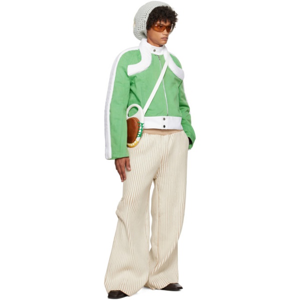  Stanley Raffington SSENSE Exclusive Green & White Denim Jacket 241151M177000