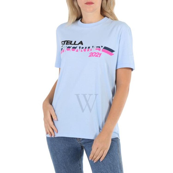 스텔라 맥카트니 스텔라 맥카트니 Stella McCartney Ladies Light Blue Moto Logo Print T-shirt 381701 SOW81-4210