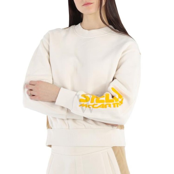 스텔라 맥카트니 스텔라 맥카트니 Stella Mccartney Ladies Logo-print Colour-block Sweatshirt - Cream 603661 SOW79-9201