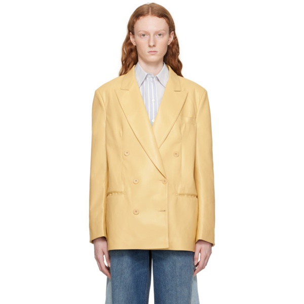 스텔라 맥카트니 스텔라 맥카트니 Stella McCartney Yellow Oversized Faux-Leather Blazer 232471F057005