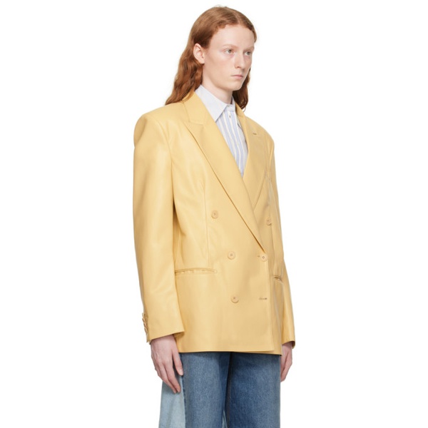 스텔라 맥카트니 스텔라 맥카트니 Stella McCartney Yellow Oversized Faux-Leather Blazer 232471F057005