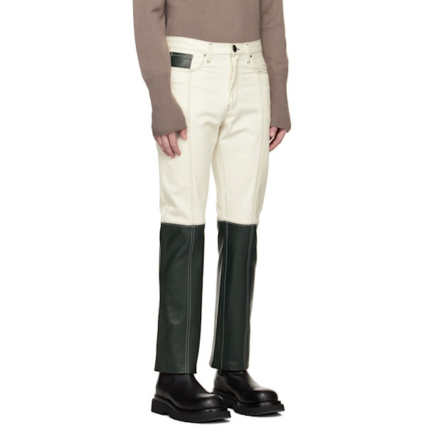  Steven Passaro SSENSE Exclusive White & Green Leather Jeans 222662M189000