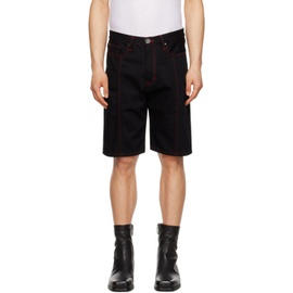 Steven Passaro Black Contrast Stitched Denim Shorts 232662M193000